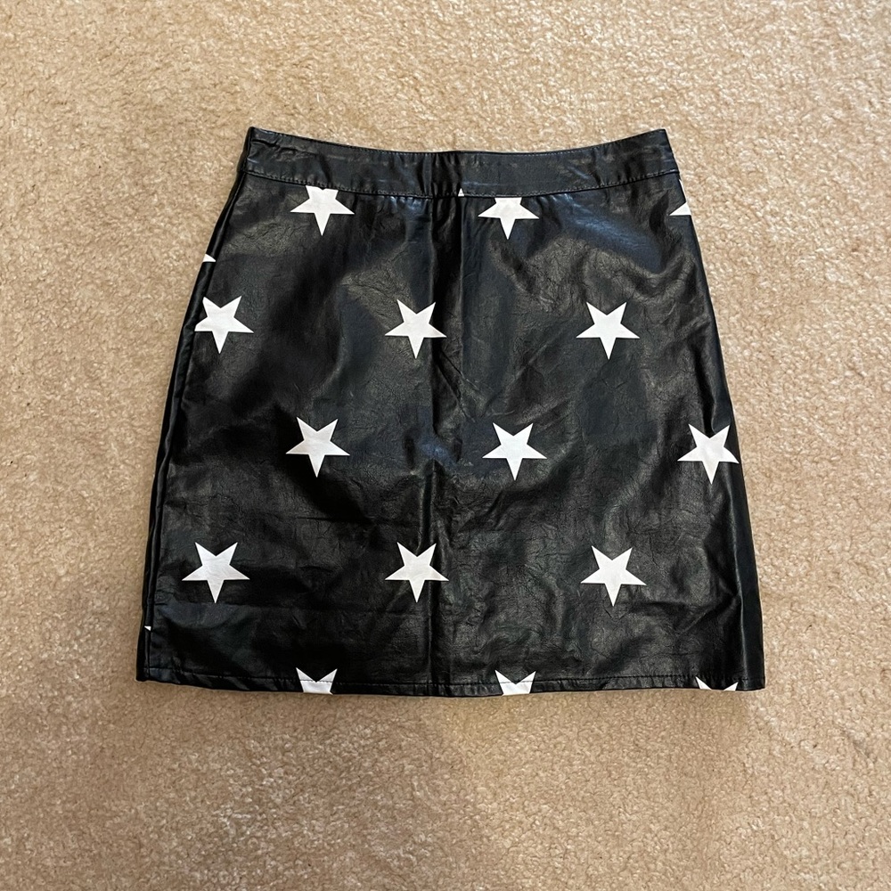 Star Faux Leather Skirt